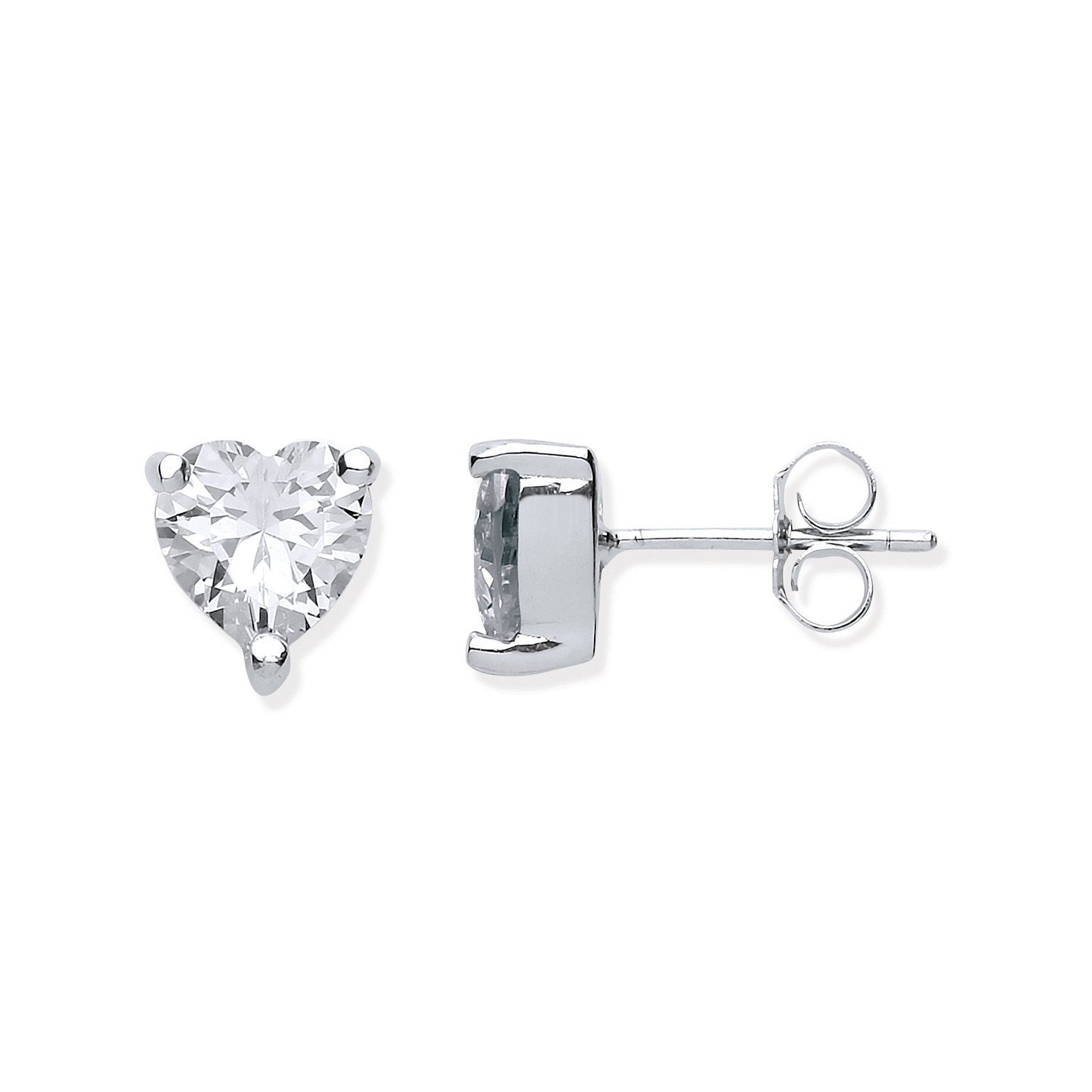 Silver Heart Cut Cubic Zirconia Stud Earrings - Fine Ring - Certified Authentic - Swiss Made – Luxury Jewellery by Imp