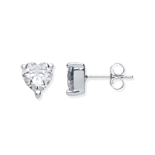 Silver Heart Cut Cubic Zirconia Stud Earrings - Fine Ring - Certified Authentic - Swiss Made – Luxury Jewellery by Imp