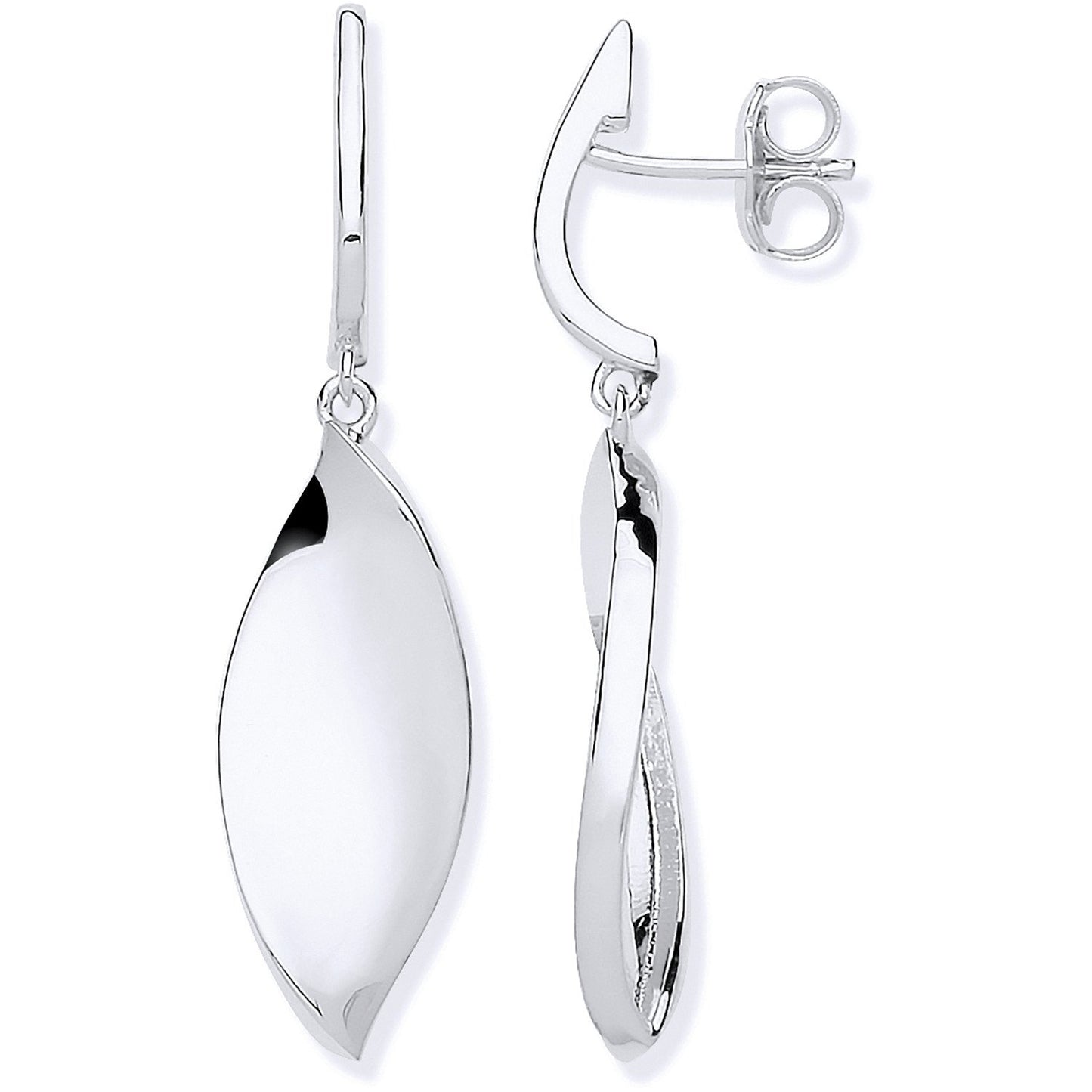 Silver Twist Drop Earrings - Fine Ring - Certified Authentic - Swiss Made - UK Stock – Luxury Jewellery by Imperial Ti