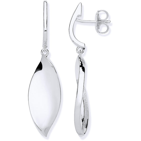 Silver Twist Drop Earrings - Fine Ring - Certified Authentic - Swiss Made - UK Stock – Luxury Jewellery by Imperial Ti