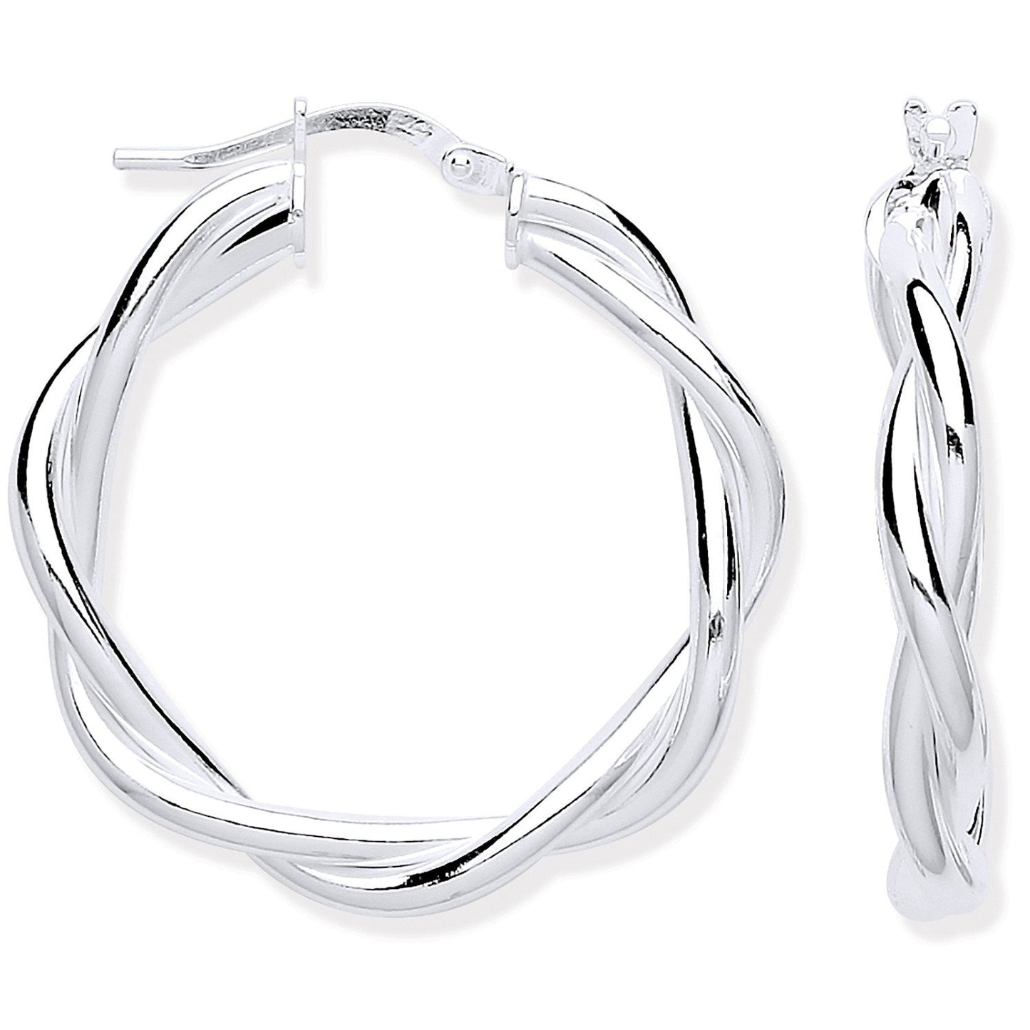 Silver Twist Hoop 25mm Earrings - Fine Ring - Certified Authentic - Swiss Made - UK Stock – Luxury Jewellery by Imperi