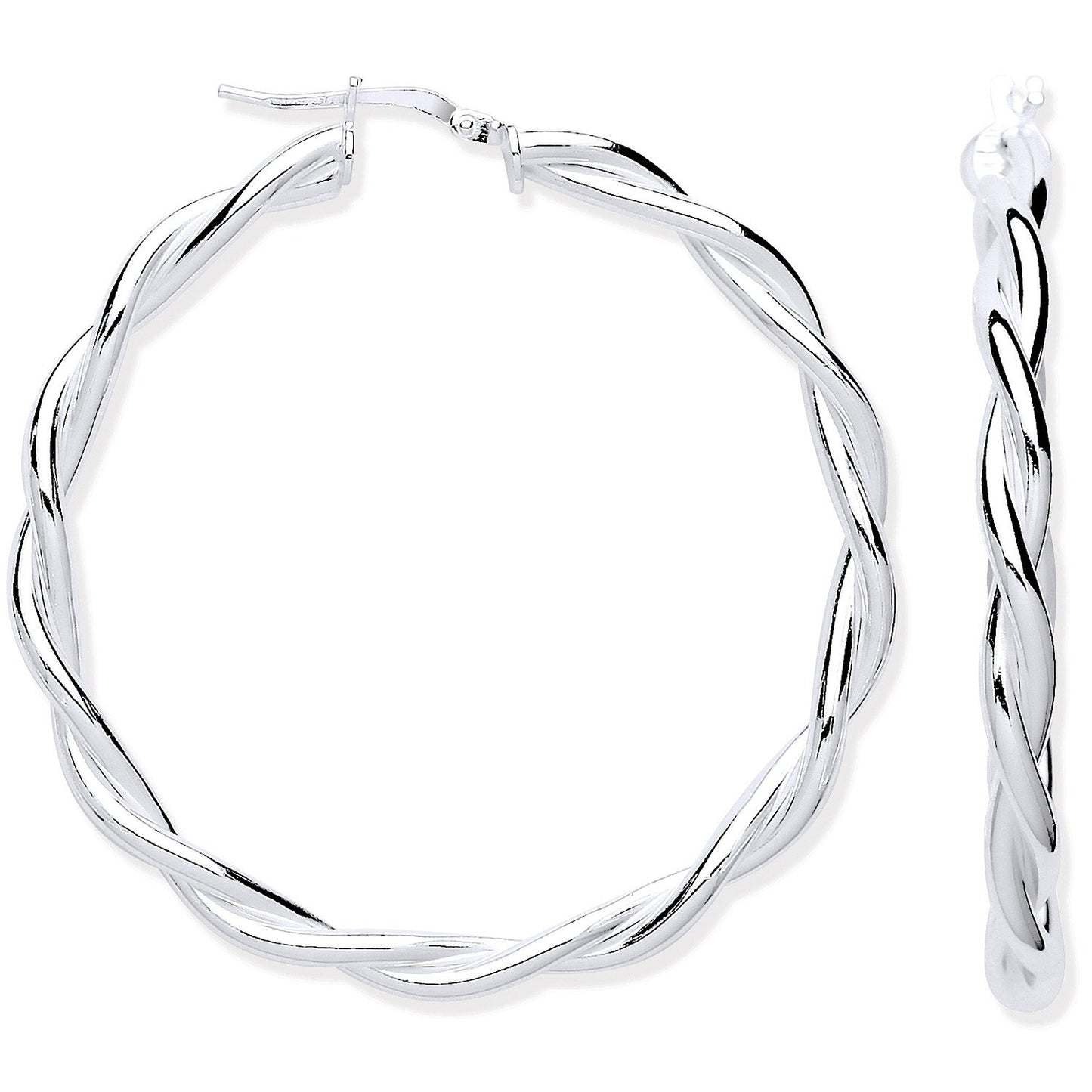 Silver Twist Hoop 40mm Earrings - Fine Ring - Certified Authentic - Swiss Made - UK Stock – Luxury Jewellery by Imperi