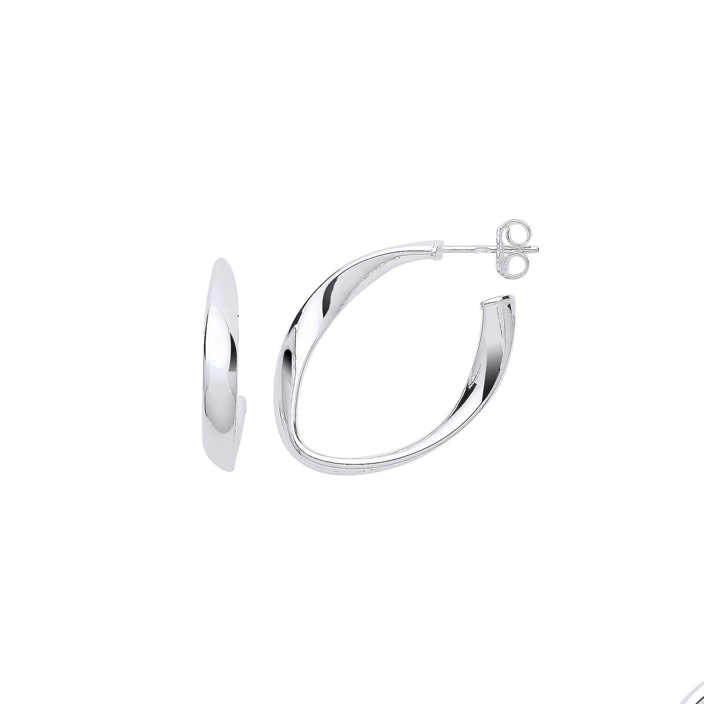 Silver Oval Twisted Hoop Earrings - Fine Ring - Certified Authentic - Swiss Made - UK Stock – Luxury Jewellery by Impe