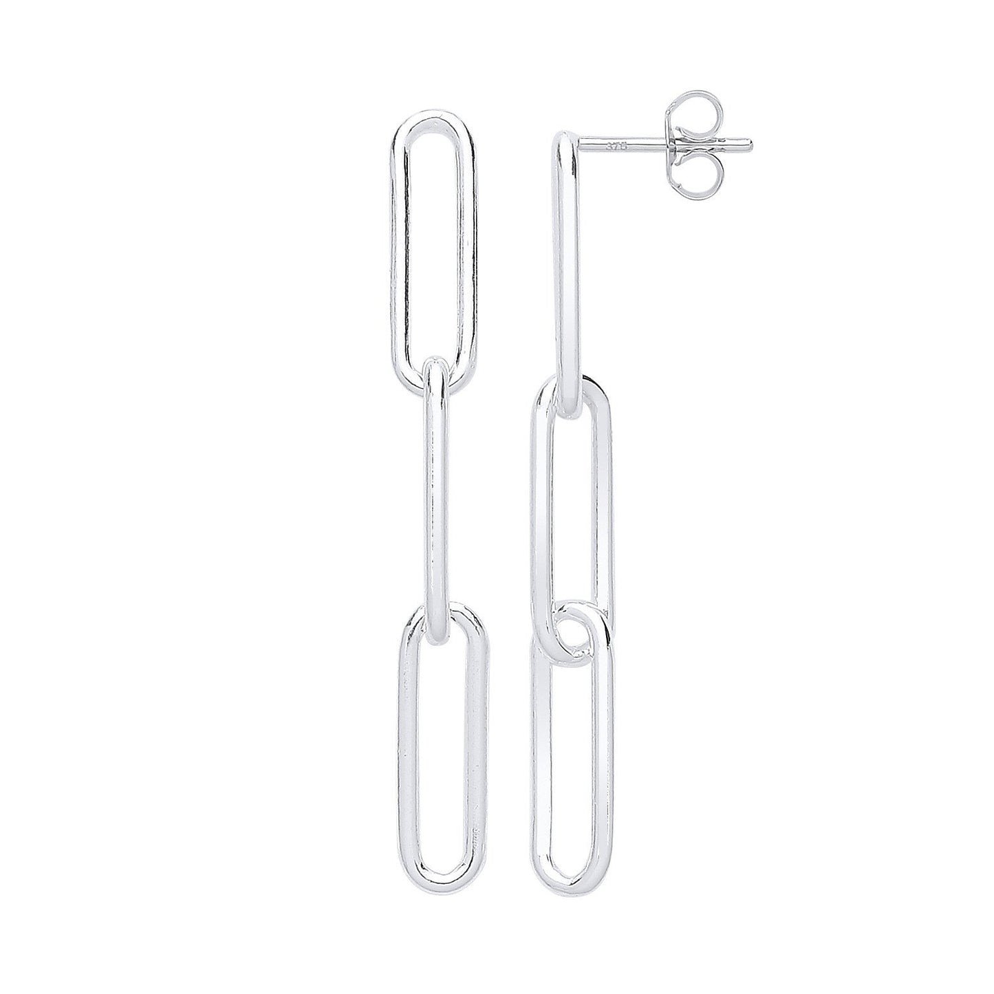 Silver Paper Clip Link Drop Earrings - Fine Ring - Certified Authentic - Swiss Made – Luxury Jewellery by Imperial Tim