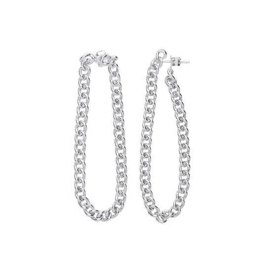 Silver Curb Chain Drop Ear Cuff - Fine Necklace - Certified Authentic - Swiss Made - UK Stock – Luxury Jewellery by Im