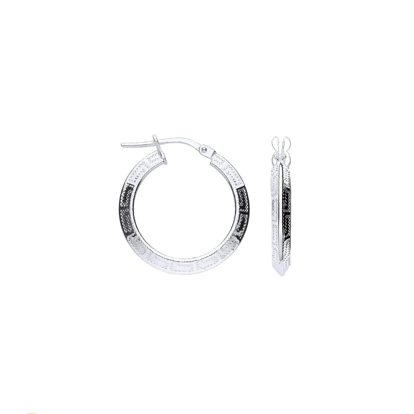 Silver Greek Key 20mm Hoop Hollow Earrings - Fine Ring - Certified Authentic - Swiss Made – Luxury Jewellery by Imperi