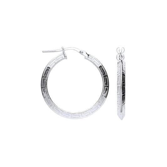 Silver Greek Key 25mm Hoop Hollow Earrings - Fine Ring - Certified Authentic - Swiss Made – Luxury Jewellery by Imperi