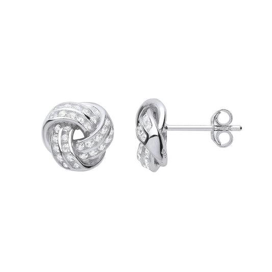 Silver Cubic Zirconia Knot Stud Earrings - Fine Ring - Certified Authentic - Swiss Made – Luxury Jewellery by Imperial