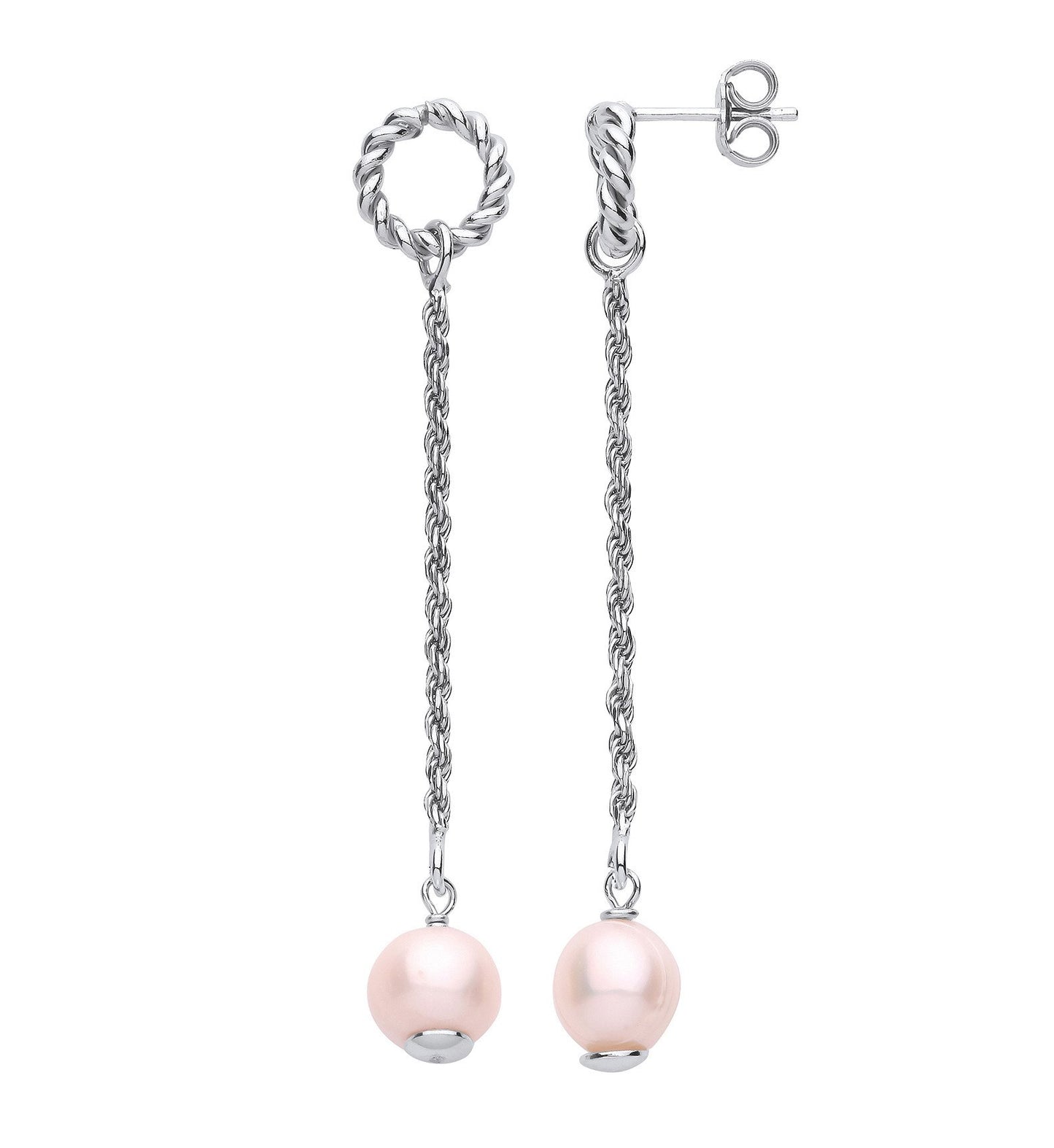 Silver W/Pearl Drop Earrings - Fine Ring - Certified Authentic - Swiss Made - UK Stock – Luxury Jewellery by Imperial