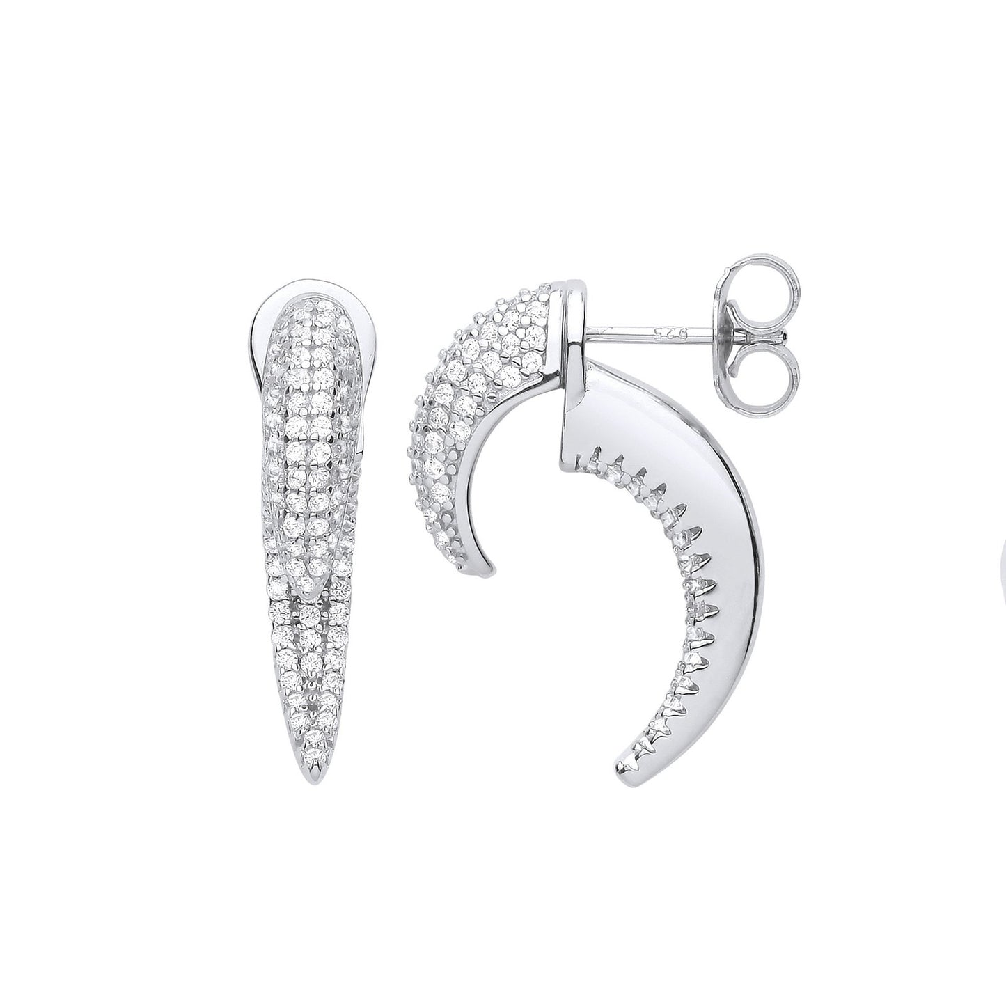 Silver Cubic Zirconia Talon Earrings - Fine Ring - Certified Authentic - Swiss Made – Luxury Jewellery by Imperial Tim