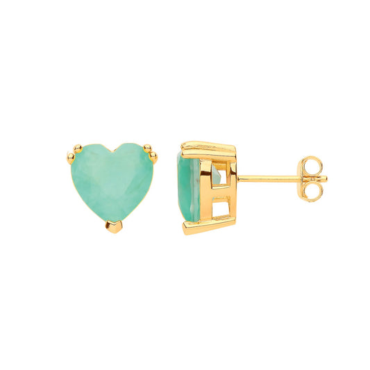 Silver Yellow Gold Plated, Green Heart Stud Earrings - Fine Ring - Certified Authentic – Luxury Jewellery by Imperial