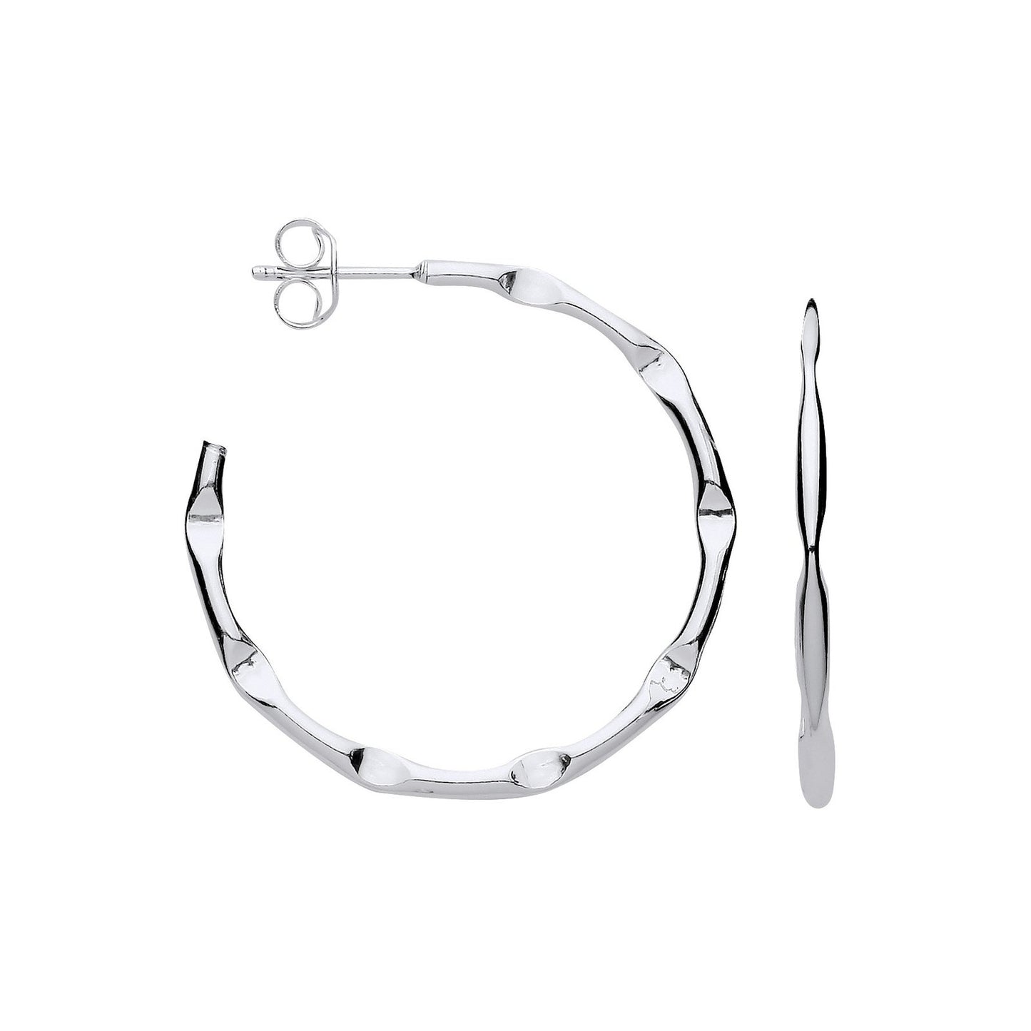 Silver 2.0mm Bamboo Hoop Earrings - Fine Ring - Certified Authentic - Swiss Made - UK Stock – Luxury Jewellery by Impe
