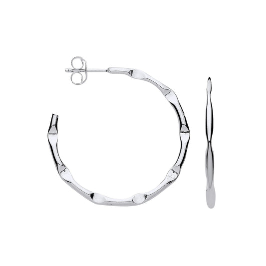 Silver 2.0mm Bamboo Hoop Earrings - Fine Ring - Certified Authentic - Swiss Made - UK Stock – Luxury Jewellery by Impe