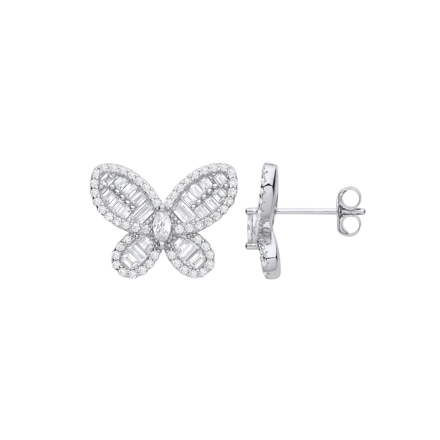 Silver Cubic Zirconia Butterfly Studs - Luxury Watch - Certified Authentic - Swiss Made – Luxury Watch by Imperial Tim
