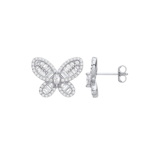 Silver Cubic Zirconia Butterfly Studs - Luxury Watch - Certified Authentic - Swiss Made – Luxury Watch by Imperial Tim