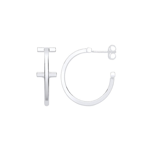 Silver T-Hoop 20mm Earrings - Fine Ring - Certified Authentic - Swiss Made - UK Stock – Luxury Jewellery by Imperial T