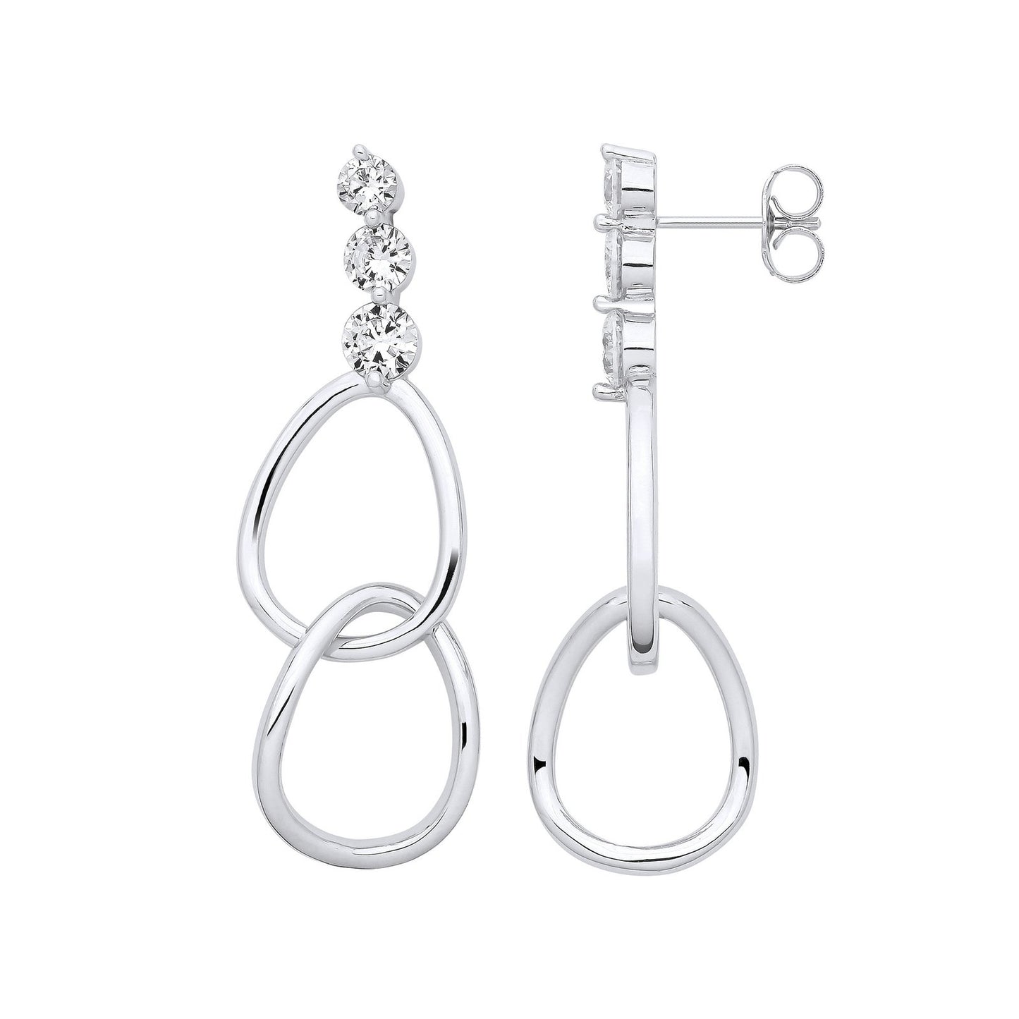 Silver Interlocked Teardrop Cubic Zirconia Earrings - Fine Ring - Certified Authentic – Luxury Jewellery by Imperial T