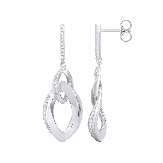 Silver Graduated Oval Cubic Zirconia Drop Earrings - Fine Ring - Certified Authentic – Luxury Jewellery by Imperial Ti
