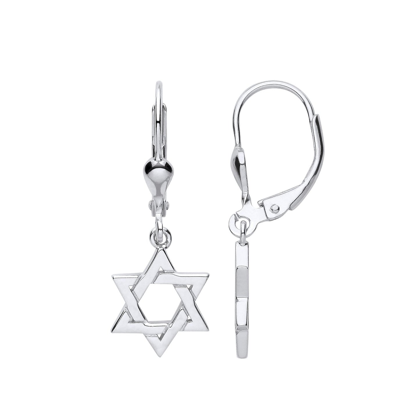 Silver Star of David Drop Earrings - Fine Ring - Certified Authentic - Swiss Made - UK Stock – Luxury Jewellery by Imp