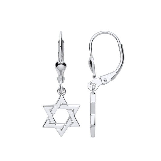 Silver Star of David Drop Earrings - Fine Ring - Certified Authentic - Swiss Made - UK Stock – Luxury Jewellery by Imp
