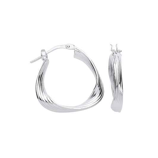 Silver Triangle 21mm Twisted Hoop Earrings - Fine Ring - Certified Authentic - Swiss Made – Luxury Jewellery by Imperi