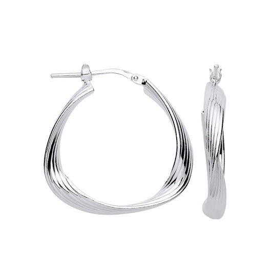 Silver Triangle 26mm Twisted Hoop Earrings - Fine Ring - Certified Authentic - Swiss Made – Luxury Jewellery by Imperi