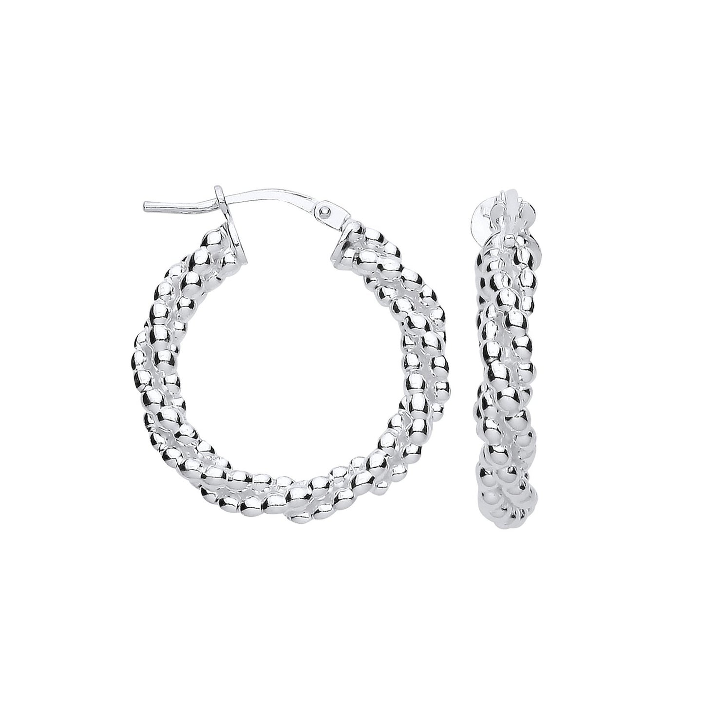 Silver 22mm Beaded Hoop Earrings - Fine Ring - Certified Authentic - Swiss Made - UK Stock – Luxury Jewellery by Imper