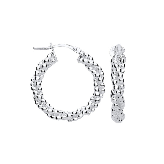 Silver 22mm Beaded Hoop Earrings - Fine Ring - Certified Authentic - Swiss Made - UK Stock – Luxury Jewellery by Imper