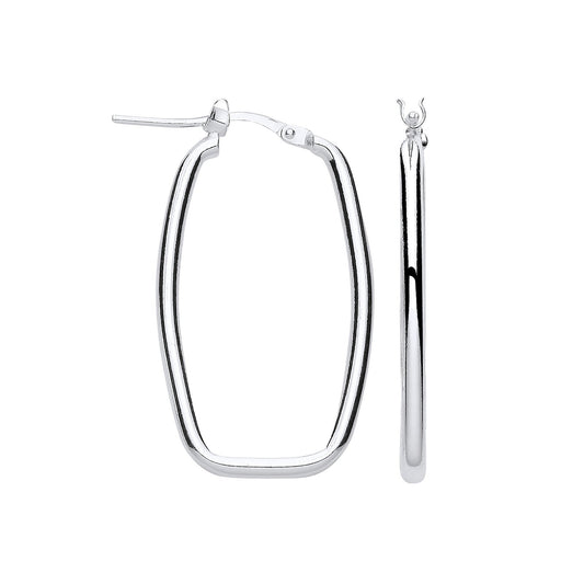 Silver Rectangular Creole Earrings - Fine Ring - Certified Authentic - Swiss Made - UK Stock – Luxury Jewellery by Imp