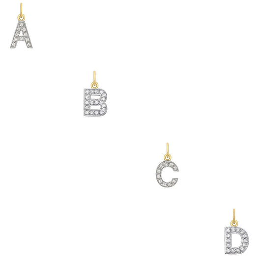 Yellow Gold Small Cubic Zirconia Initial Pendants
