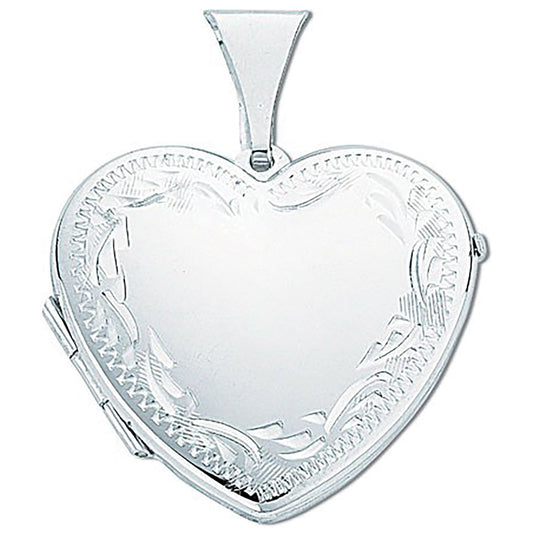 Silver Large Engraved Heart Shaped Locket - Luxury Watch - Certified Authentic - Swiss Made – Luxury Watch by Imperial