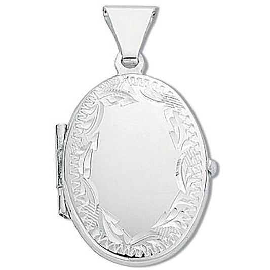 Silver Small Engraved Oval Shaped Locket - Luxury Watch - Certified Authentic - Swiss Made – Luxury Watch by Imperial