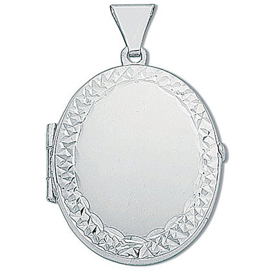 Silver Medium Engraved Oval Shaped Locket - Luxury Watch - Certified Authentic - Swiss Made – Luxury Watch by Imperial