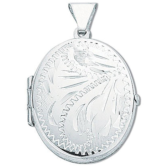 Silver Medium Engraved Oval Shaped Locket - Luxury Watch - Certified Authentic - Swiss Made – Luxury Watch by Imperial