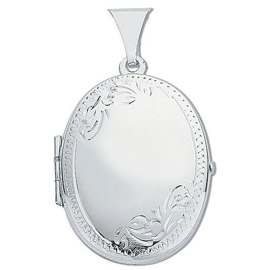 Silver Medium Engraved Oval Shaped Locket - Luxury Watch - Certified Authentic - Swiss Made – Luxury Watch by Imperial