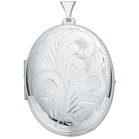 Silver Large Engraved Oval Shaped Locket - Luxury Watch - Certified Authentic - Swiss Made – Luxury Watch by Imperial