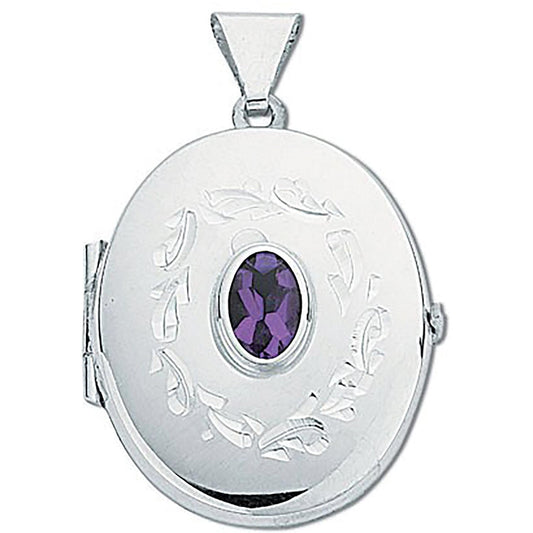 Silver Oval Shaped Amethyst Set Locket - Luxury Watch - Certified Authentic - Swiss Made – Luxury Watch by Imperial Ti
