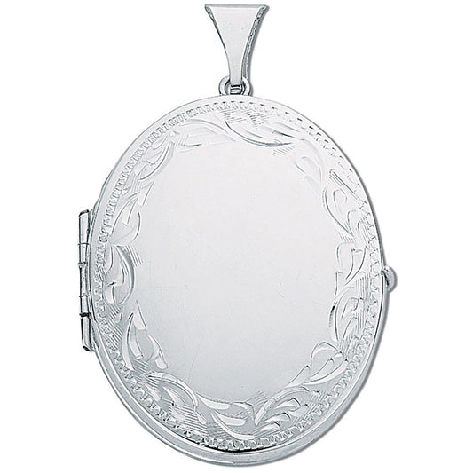 Silver Large Engraved Oval Shaped Family Locket - Luxury Watch - Certified Authentic – Luxury Watch by Imperial Time U