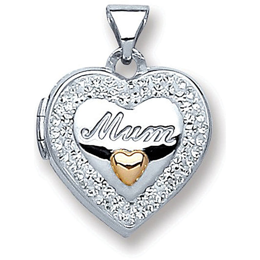 Silver Heart Mum with Crystals Locket - Luxury Watch - Certified Authentic - Swiss Made – Luxury Watch by Imperial Tim