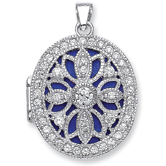 Silver Oval Cubic Zirconia Locket - Luxury Watch - Certified Authentic - Swiss Made – Luxury Watch by Imperial Time UK