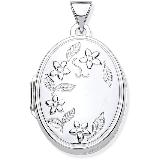 Silver Engraved Flower Oval Locket - Luxury Watch - Certified Authentic - Swiss Made – Luxury Watch by Imperial Time U