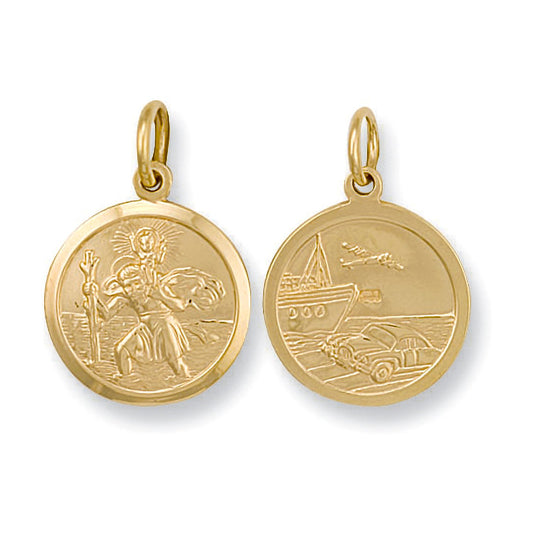Yellow Gold Double Sided St Christopher Pendant