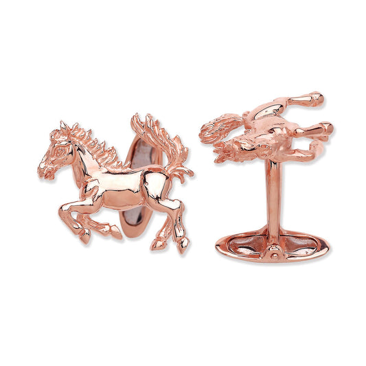 Silver Rose Gold Coated Horse Cufflinks - Luxury Watch - Certified Authentic - Swiss Made – Luxury Watch by Imperial T