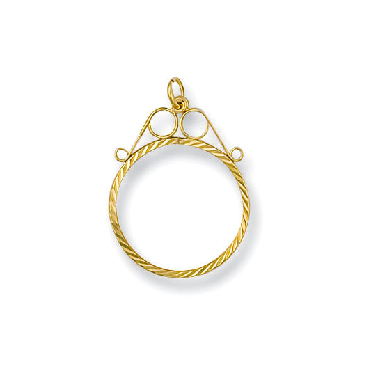 Yellow Gold 1/10 D/c Scroll Top Sovereign Pendant