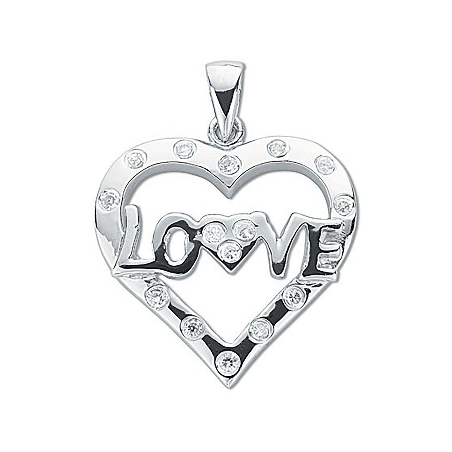 Silver Cubic Zirconia Heart Love Pendant - Fine Necklace - Certified Authentic - Swiss Made – Luxury Jewellery by Impe