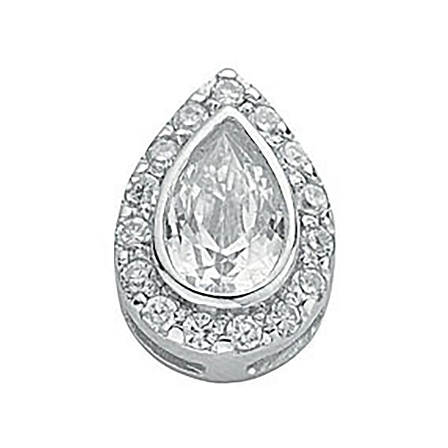 Silver Pear Cut Cubic Zirconia Cluster Drop Pendant - Fine Necklace - Certified Authentic – Luxury Jewellery by Imperi