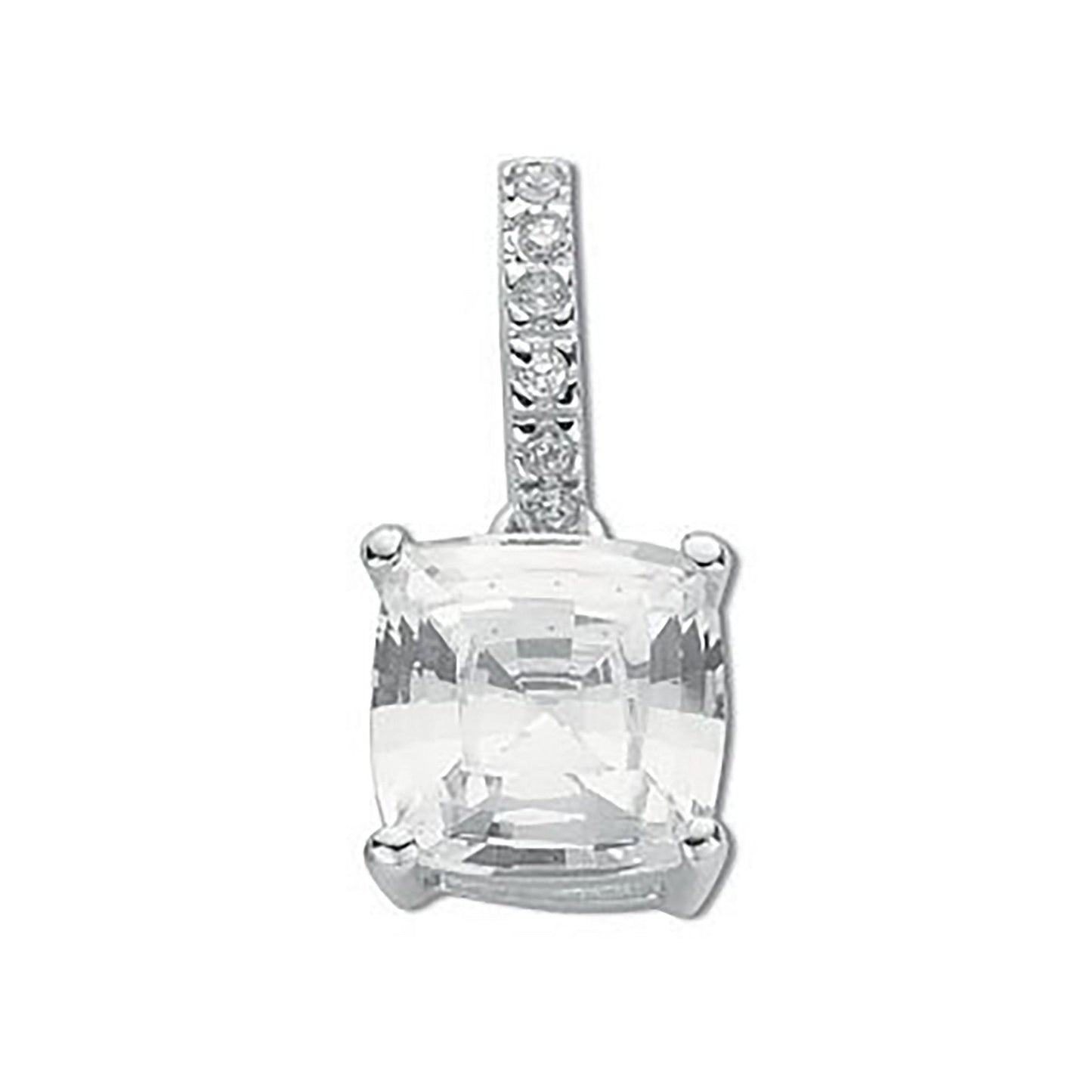 Silver Claw Set Princess Cut Cubic Zirconia Single Stone Pendant - Fine Necklace - Certified – Luxury Jewellery by Imp