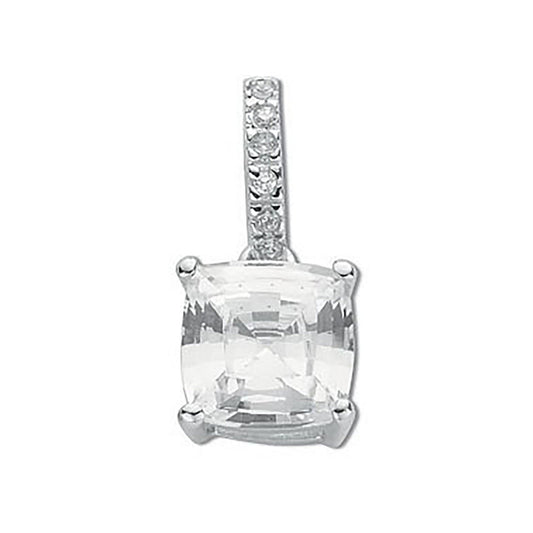 Silver Claw Set Princess Cut Cubic Zirconia Single Stone Pendant - Fine Necklace - Certified – Luxury Jewellery by Imp
