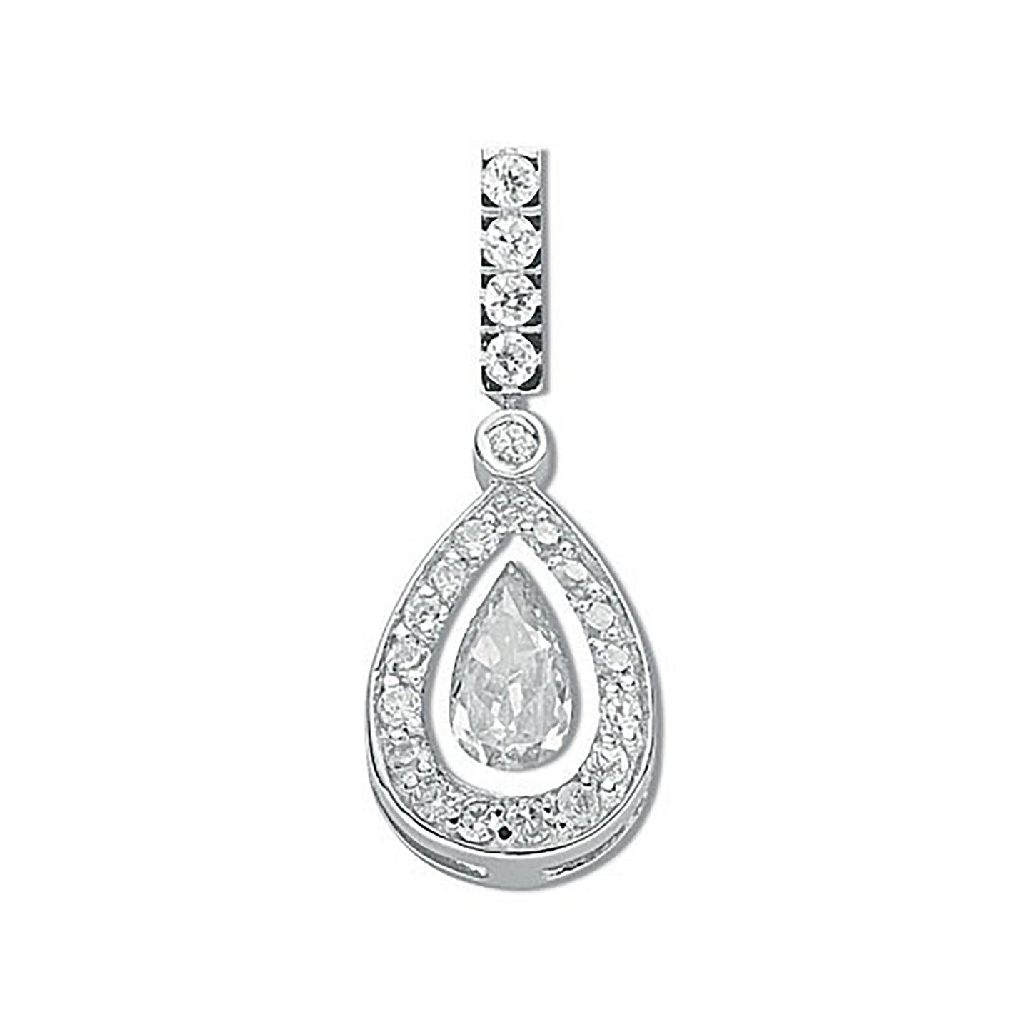 Silver Pear Cut Cubic Zirconia Cluster Drop Pendant - Fine Necklace - Certified Authentic – Luxury Jewellery by Imperi