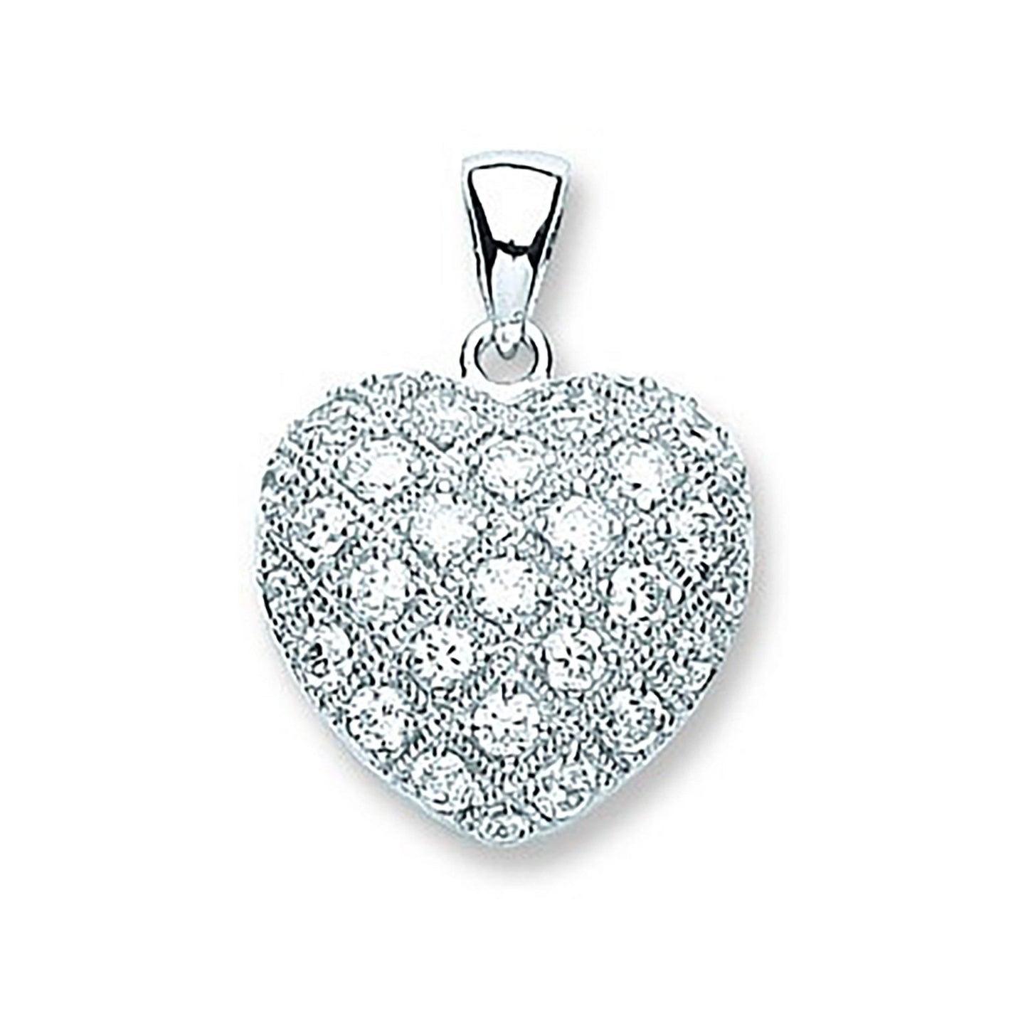 Silver Fancy Cubic Zirconia Heart Pendant - Fine Necklace - Certified Authentic - Swiss Made – Luxury Jewellery by Imp